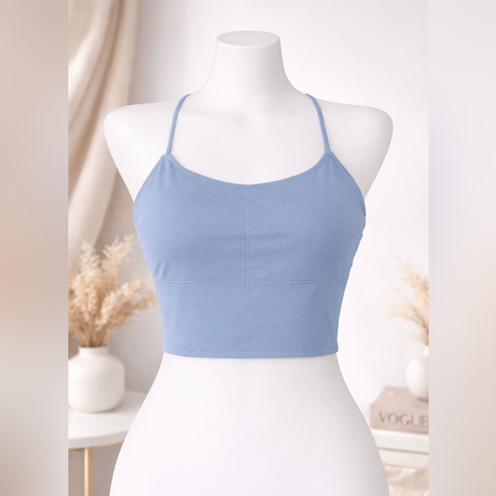 HALARA Blue Backless Lace - Up Crop Top size M/S)